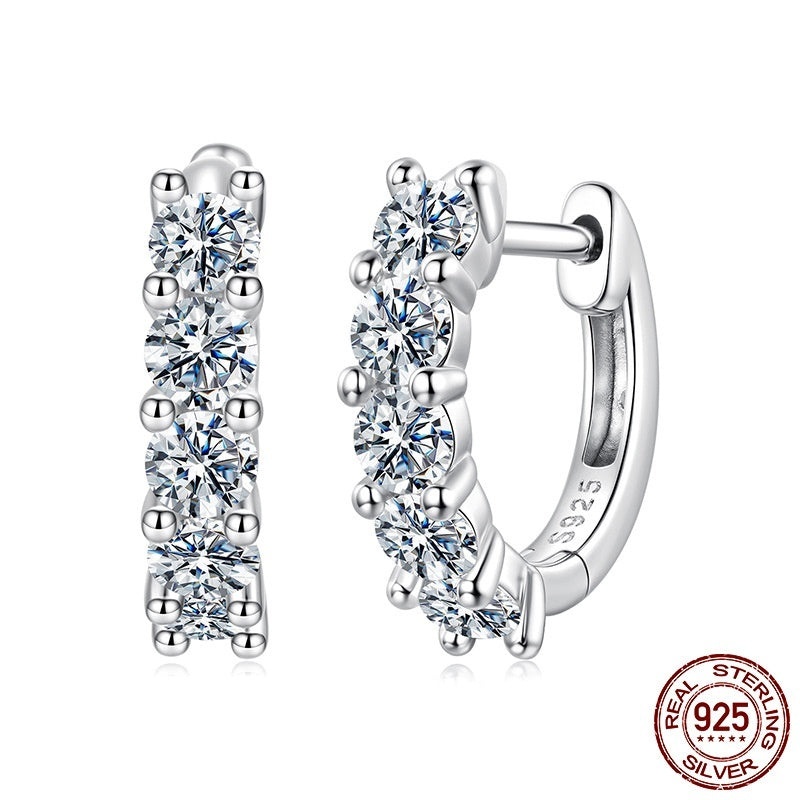 Silver Ziyun New Shining Single Row Light Luxury Moissanite Ear Clip Women Weloria