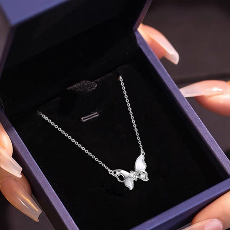 Butterfly Fritillary Necklace Women's Sterling Silver Light Luxury Minority Weloria