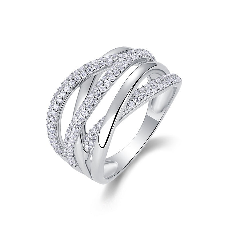 Brilliant Interweaving - A Fashionable And Luxurious Jewelry Accessory Set With Moissanite S925 Sterling Silver And Platinum-plated Diamond Weloria