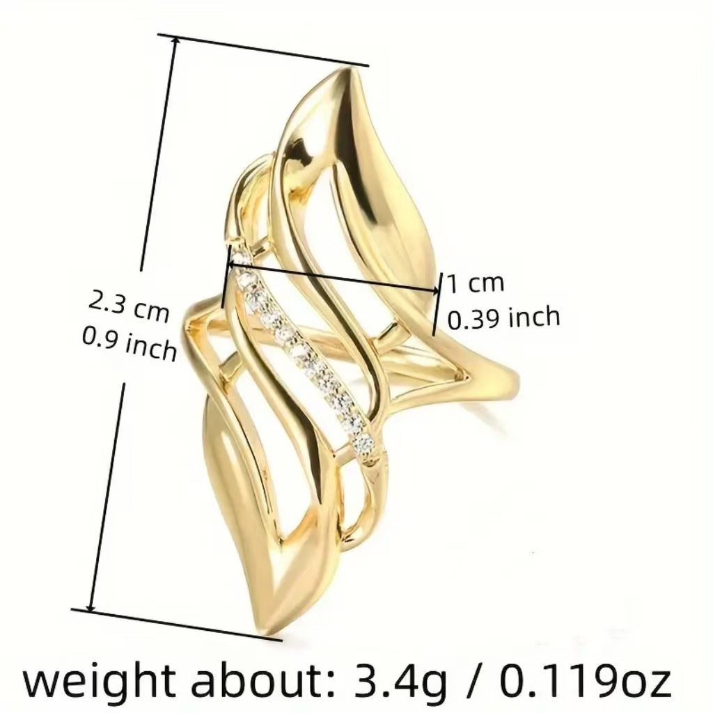 Exaggerated Curve Women's Tail Gold Fashion Unique Ring Weloria