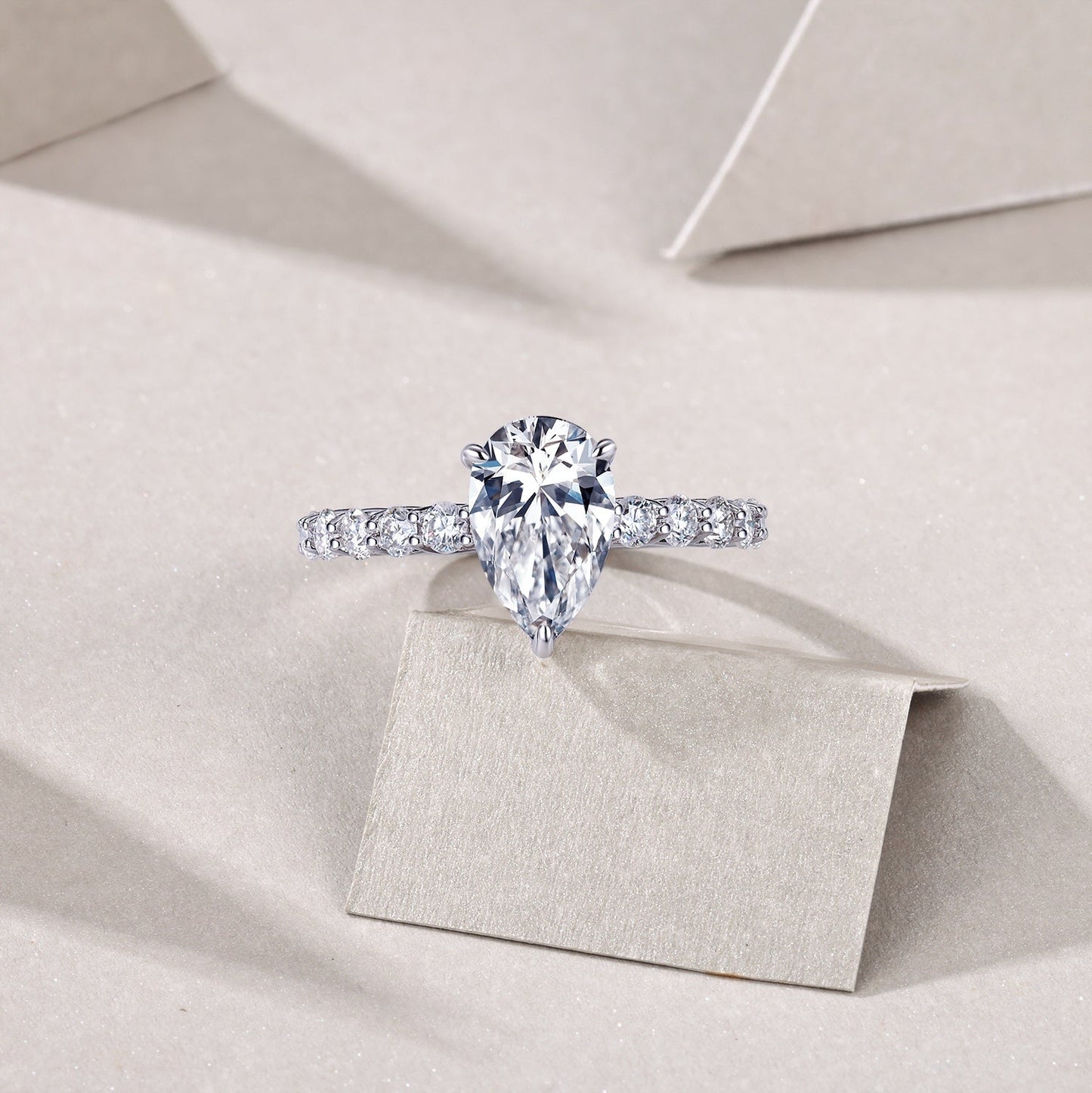 Moonlight Water Drop - A Fashionable Diamond Jewelry Piece Set With Moissanite S925 Sterling Silver And Platinum Diamond Ring Weloria