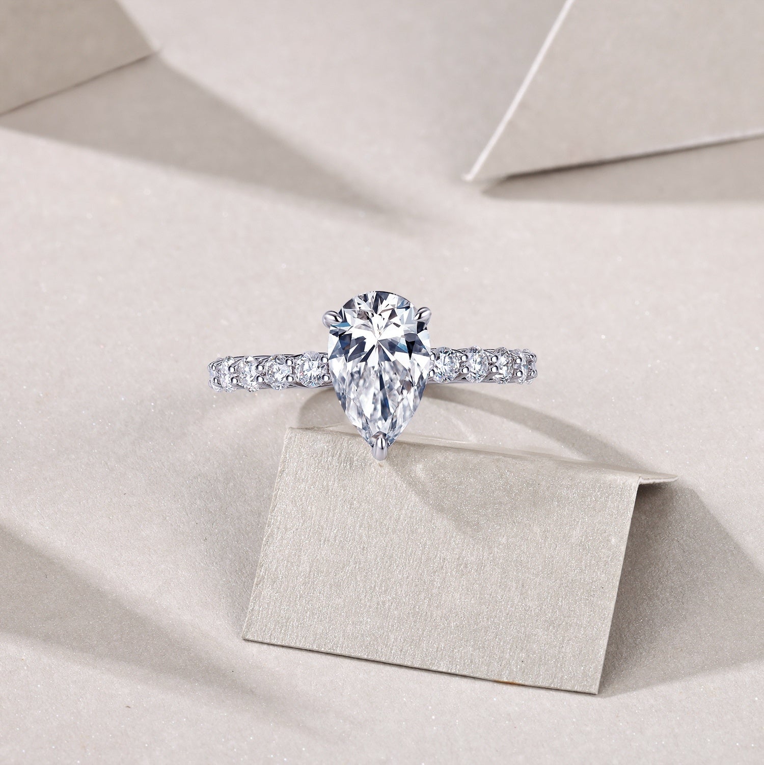 Moonlight Water Drop - A Fashionable Diamond Jewelry Piece Set With Moissanite S925 Sterling Silver And Platinum Diamond Ring Weloria