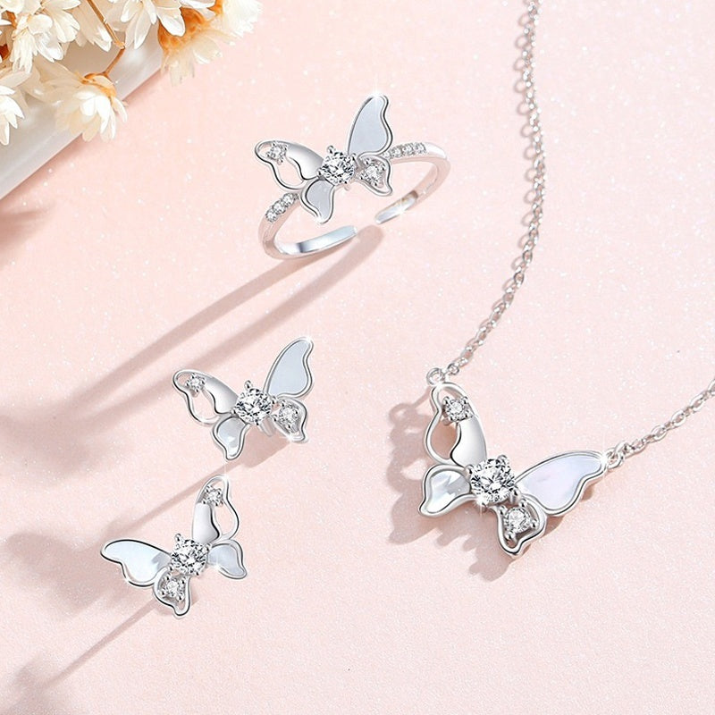Butterfly Fritillary Necklace Women's Sterling Silver Light Luxury Minority Weloria