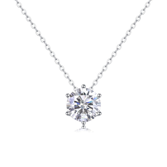 Afternoon Rose - A Fashionable And Luxurious Diamond Jewelry Pendant Set With 1-carat, 2-carat And 3-carat Moissanite S925 Sterling Silver And Platinum Plating Weloria