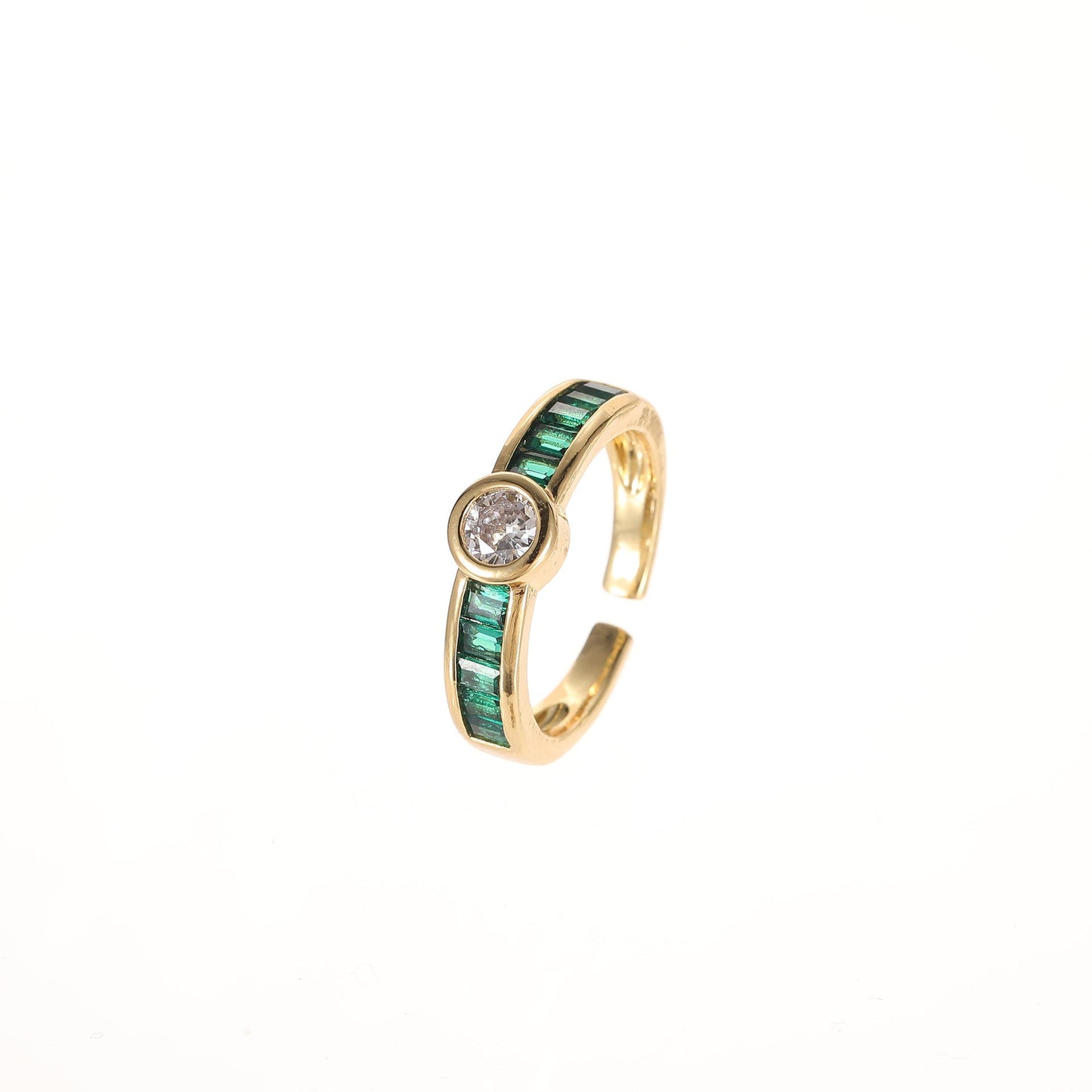 Ring Female European And American Micro Inlaid Emerald Zircon With Diamond Weloria