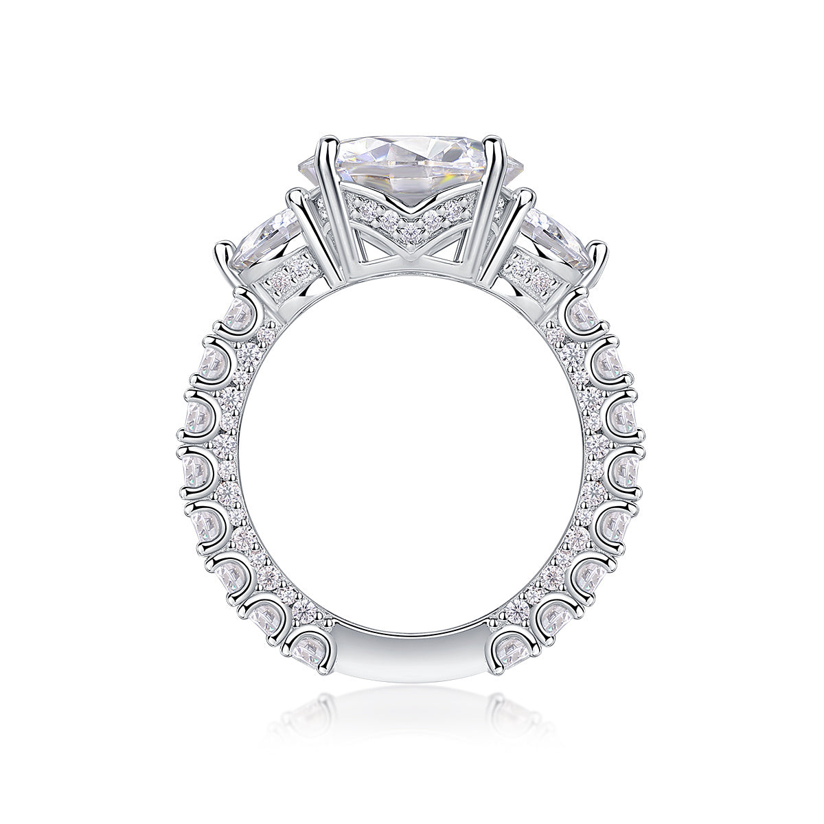 Three-diamond Brilliance - A Fashionable And Luxurious Jewelry Piece Set With 5-carat Moissanite S925 Sterling Silver And Platinum-plated Diamond Weloria
