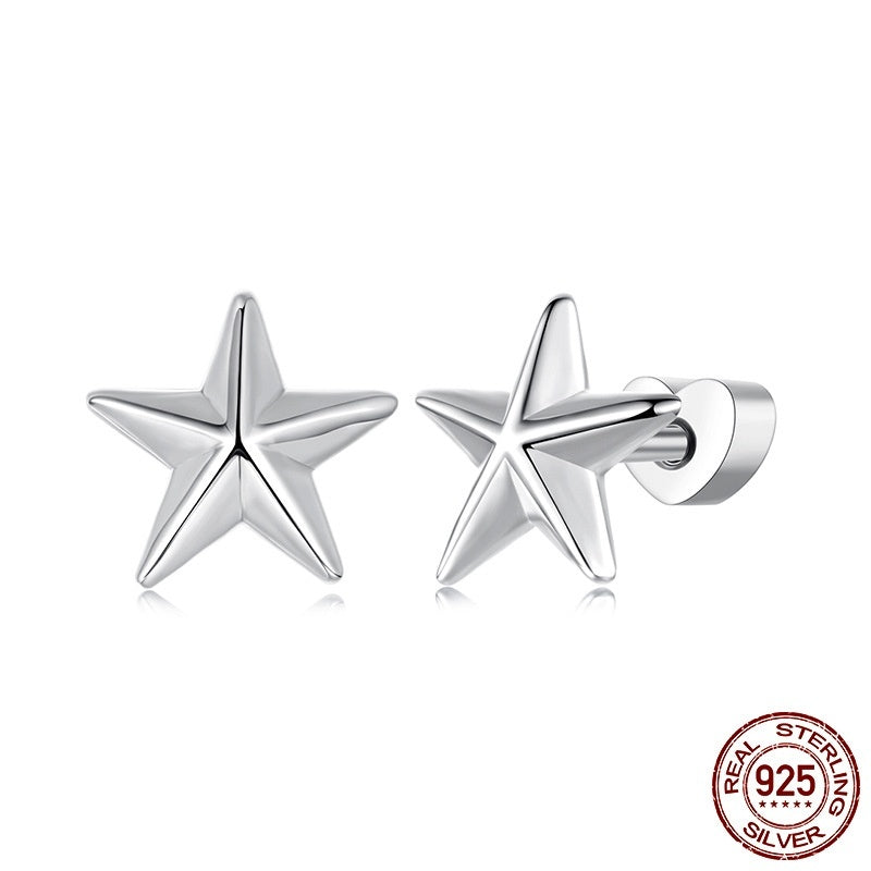 Three-dimensional Star Thread Stud Earrings S925 Sterling Silver Star Earrings Weloria