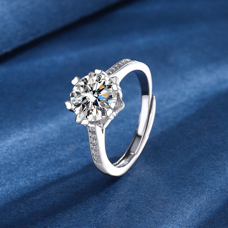 Snowflake Three-piece Simulation Moissanite Ring Necklace And Earring Suit Weloria