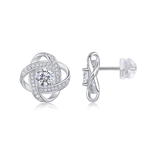 Hope Beam - A Fashionable And Luxurious Diamond Jewelry Piece Set With Half-carat Moissanite S925 Sterling Silver And Platinum-plated Stud Earrings Weloria