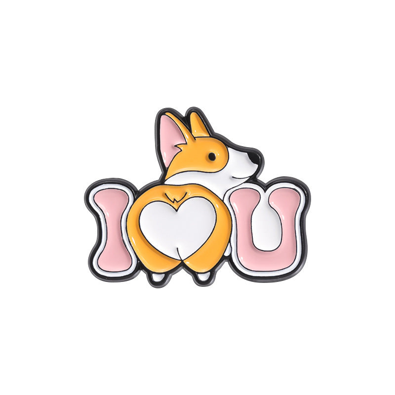 Orange Animal Corgi Dog Metal Brooch Clothing Accessories Weloria