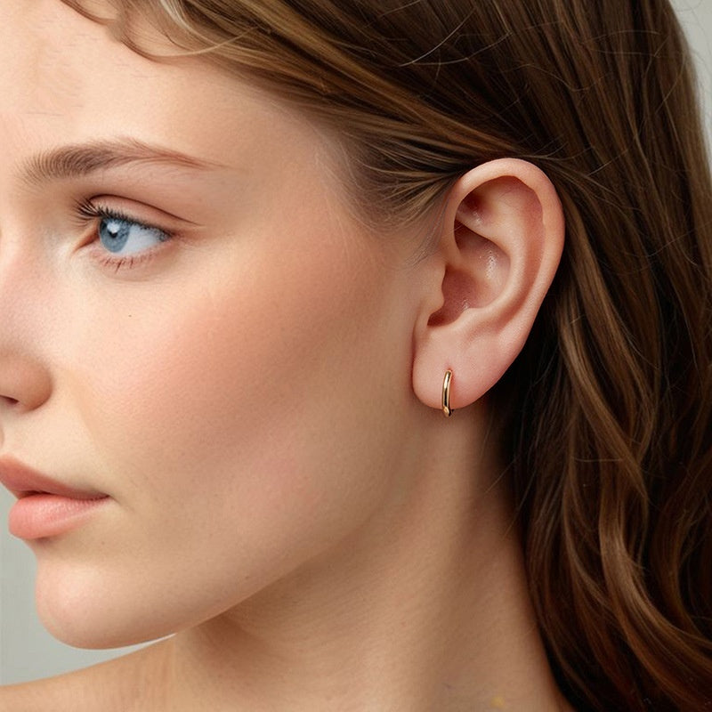 S925 Sterling Silver Gold And Silver Two-tone Ear Clip Simple Earrings Weloria