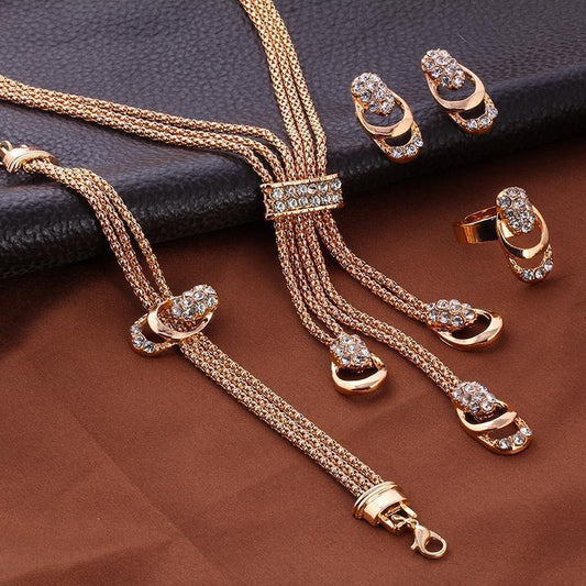 Bridal Necklace Earrings Jewelry 4 PCs Set Weloria