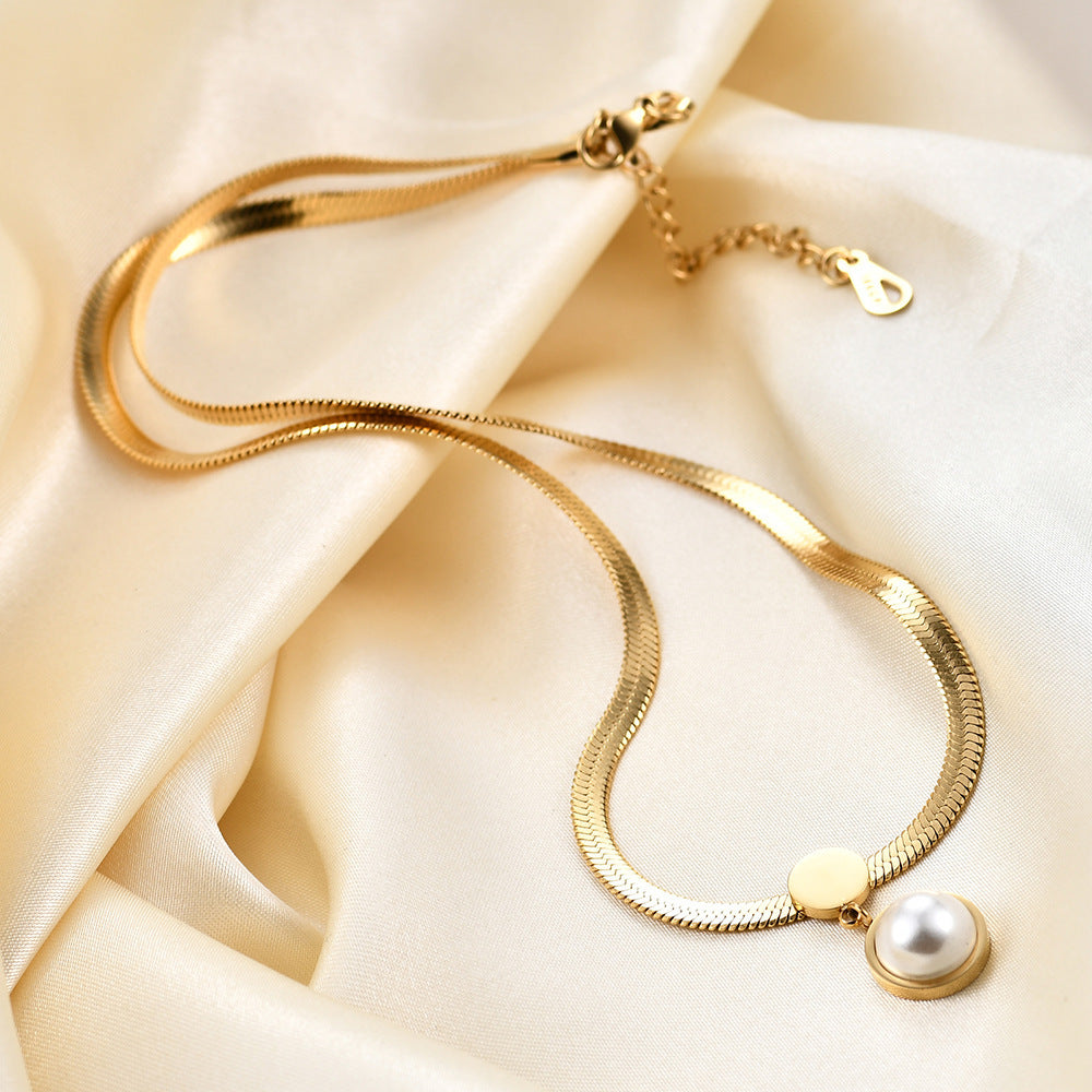 Fashion 8MM Chain Like Flat Snake Blade Necklace Weloria