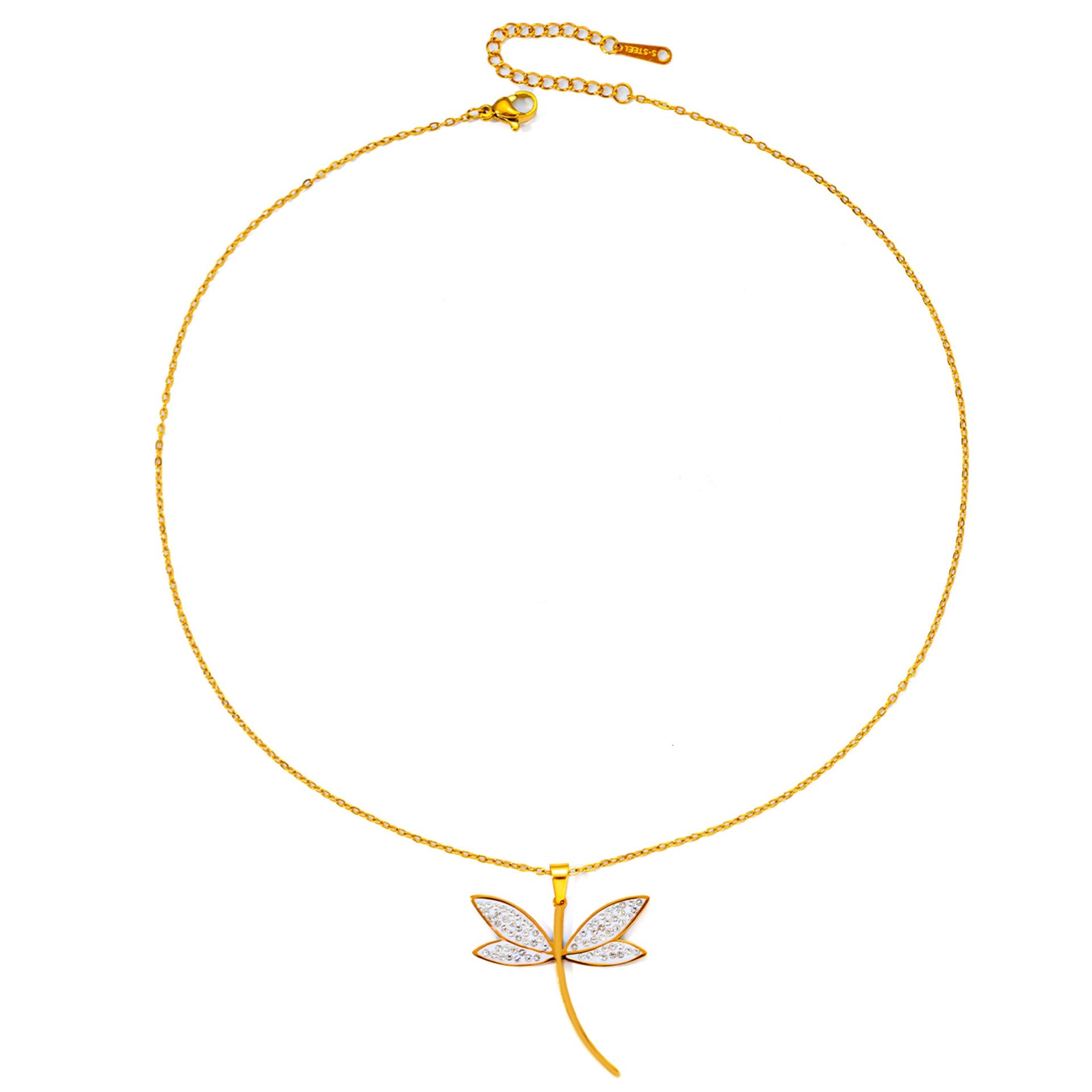 Dragonfly Titanium Steel Micro Rhinestone Zircon Necklace Weloria