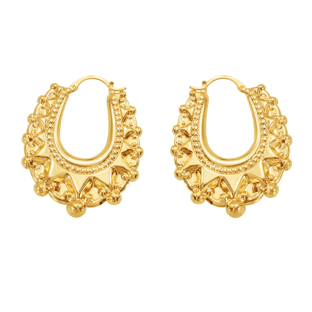 Personalized Gear Texture Earrings Stainless Steel Girls Weloria