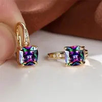 Square Zircon Inlaid Ear Hook Korean Style Fashion All-matching Weloria