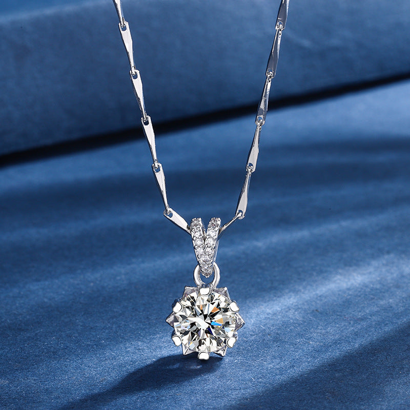 Snowflake Three-piece Simulation Moissanite Ring Necklace And Earring Suit Weloria