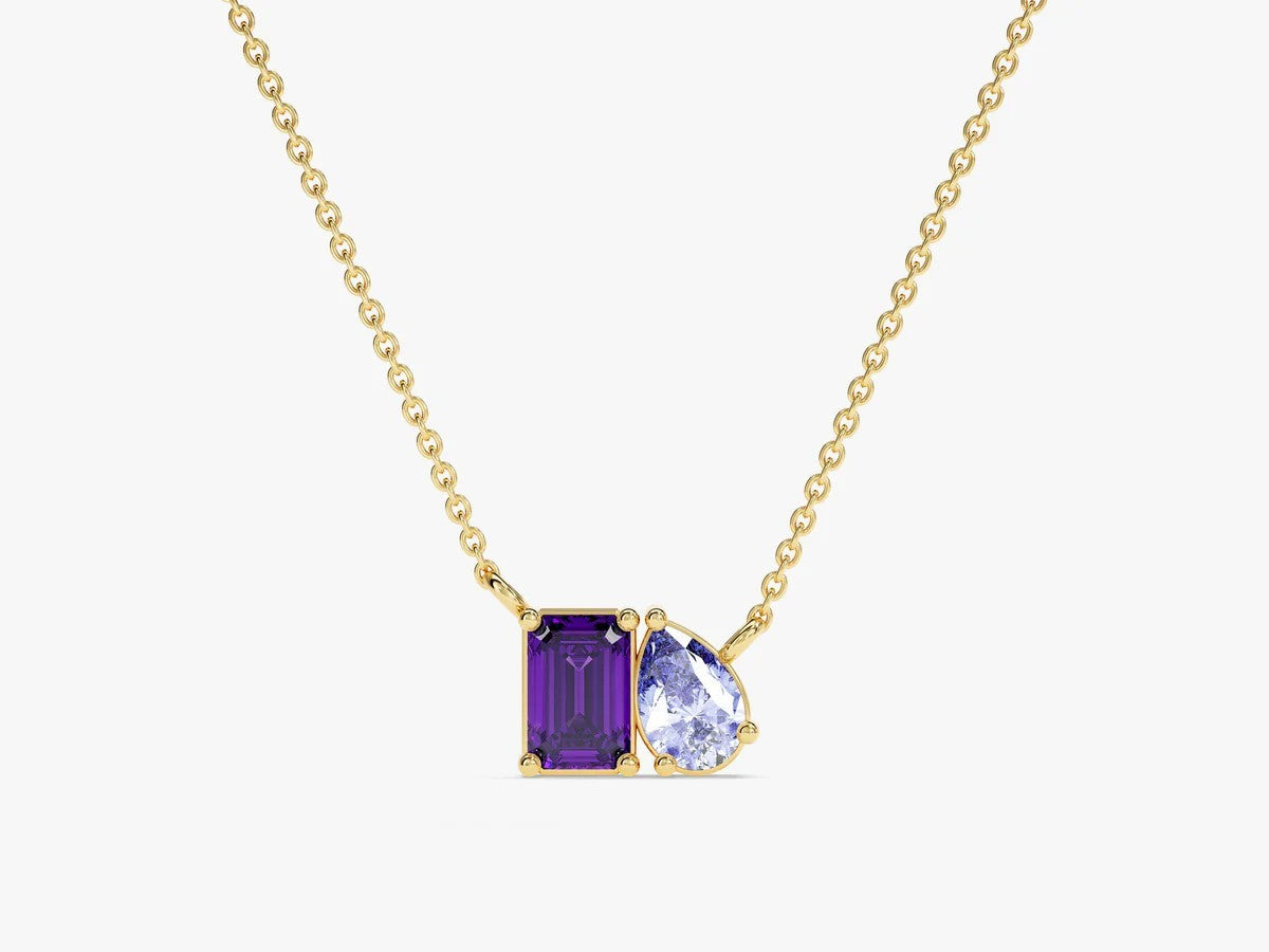 Rectangular Teardrop Zircon Simple Necklace Weloria