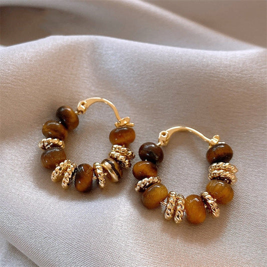 Retro Maillard Tigereye Women's Trendy Earrings Weloria