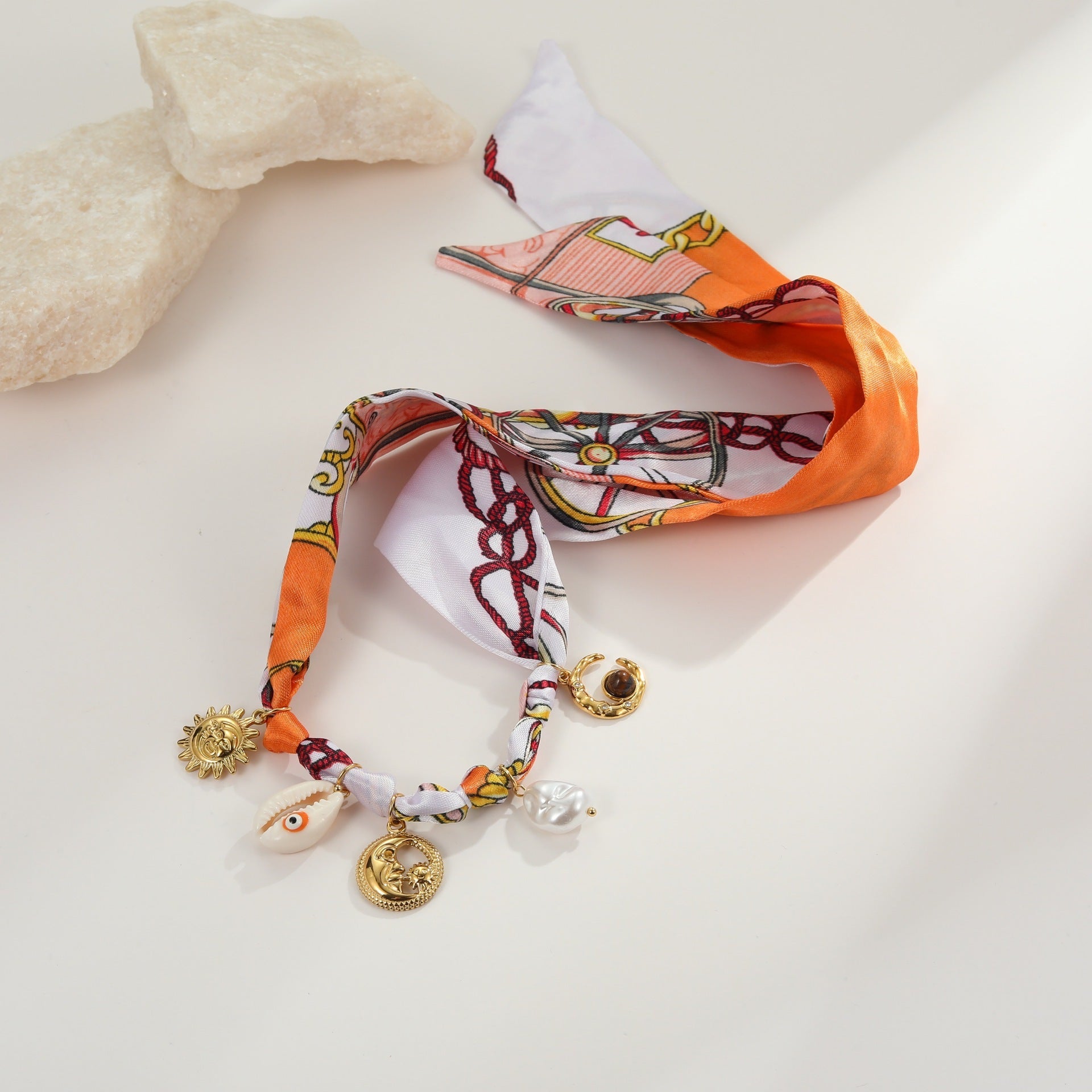 Affordable Luxury Silk Scarf Necklace Stainless Steel Bracelet Vacation Style High Sense Weloria