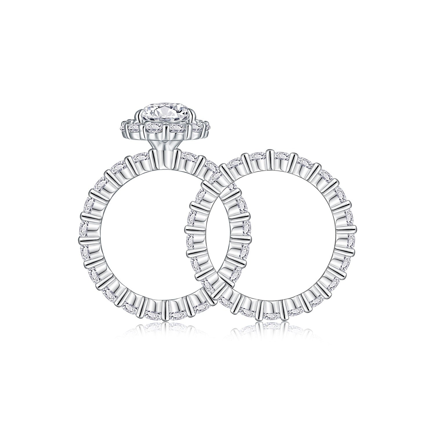 Devoted Dew - Fashionable Men's And Women's Ring And Ring Jewelry Set With Moissanite S925 Sterling Silver And Platinum-plated Diamond. Weloria