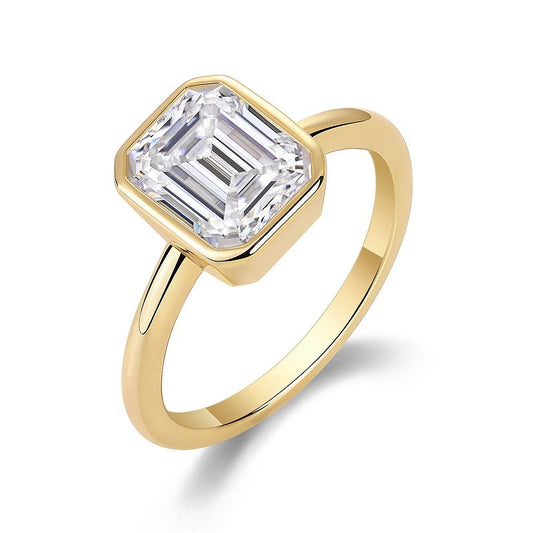 Pagoda - A Fashionable Diamond Jewelry Piece Set With Moissanite S925 Sterling Silver And Gold-plated Diamond Ring Weloria