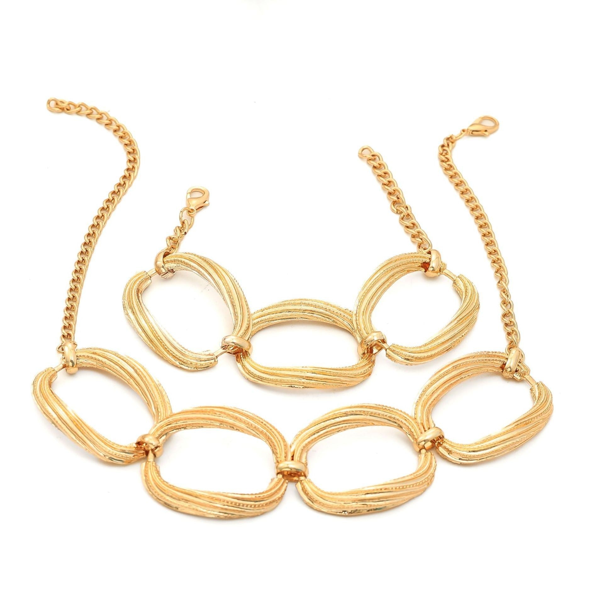 Personality Metal Geometry Creative Simple Necklace Bracelet Jewelry Suit Weloria