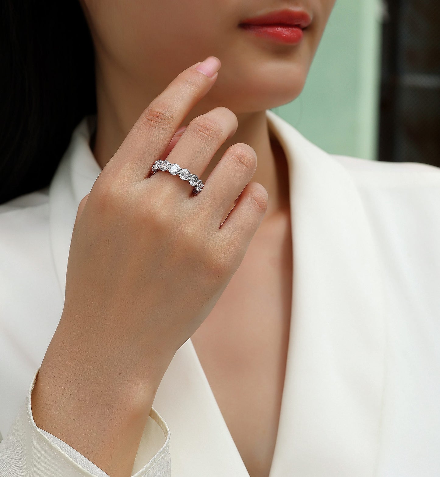 Dazzling Moments - A Fashionable And Luxurious Jewelry Accessory Set With Moissanite S925 Sterling Silver And Platinum-plated Diamond Weloria
