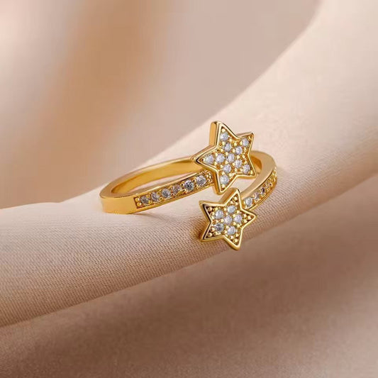 Cold Style Zircon Star Open-end Ring Fashion All-match Bracelet For Women Weloria