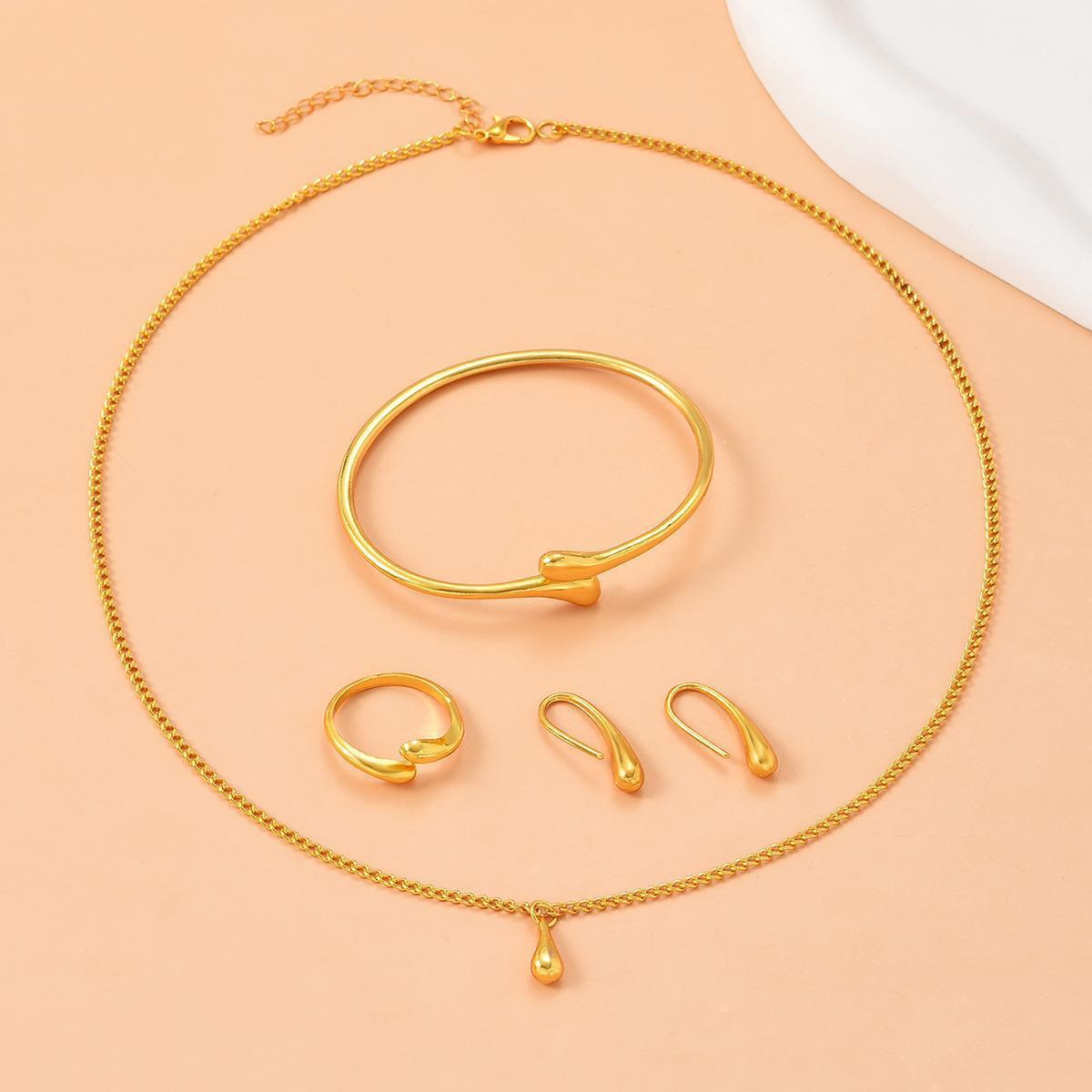 Water Drop Suit Simple Daily Fashion Necklace Earrings Bracelet Ring Suit Weloria