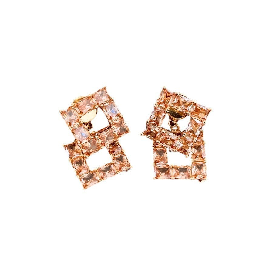 Zircon Square Hollow Women's Earrings Weloria