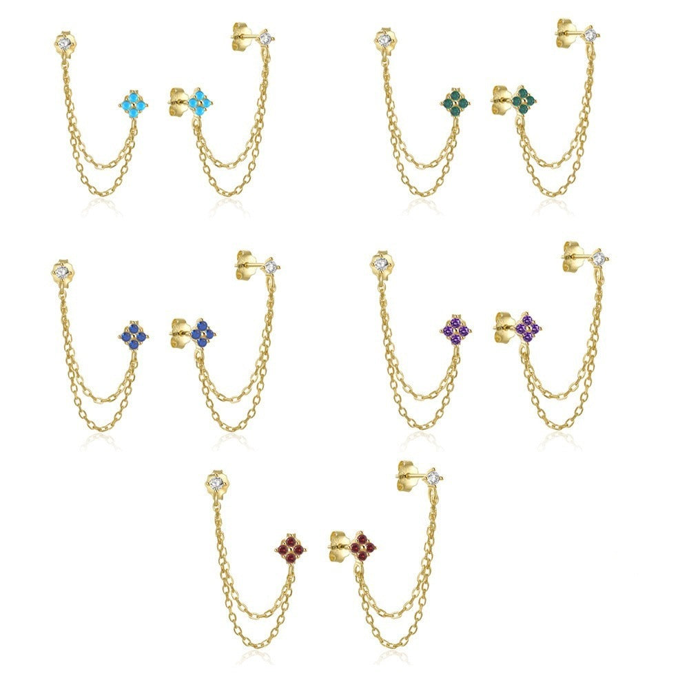 Chain Tassel Diamond Ear String Ear Studs Earrings Weloria