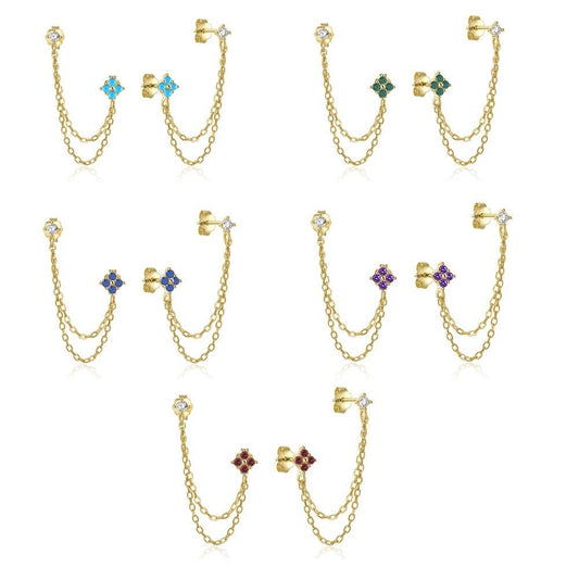 Chain Tassel Diamond Ear String Ear Studs Earrings Weloria
