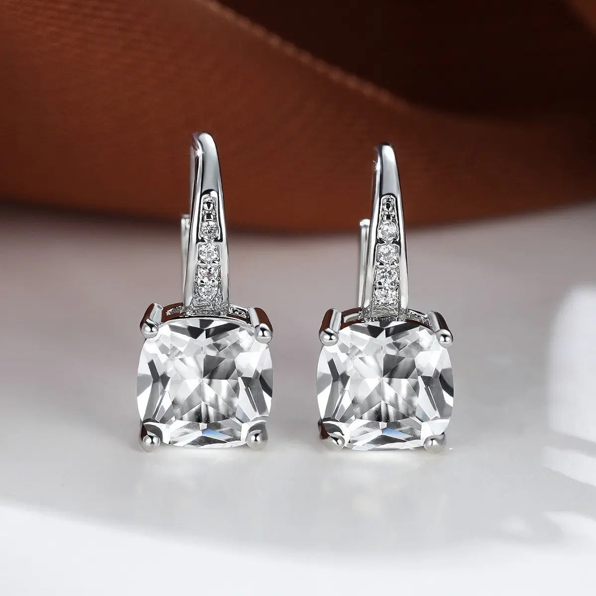 Square Zircon Inlaid Ear Hook Korean Style Fashion All-matching Weloria