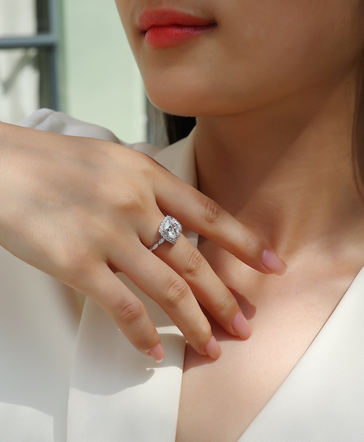 Gorgeous Square Diamond - Set With Moissan S925 Sterling Silver And Platinum-plated Diamond Ring, Fashionable Diamond Jewelry Weloria