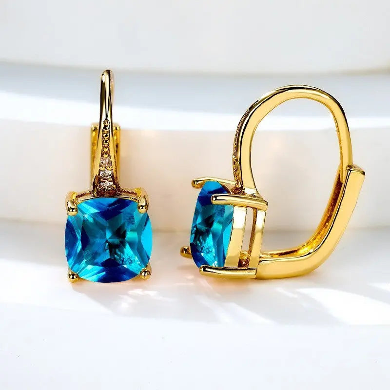 Square Zircon Inlaid Ear Hook Korean Style Fashion All-matching Weloria