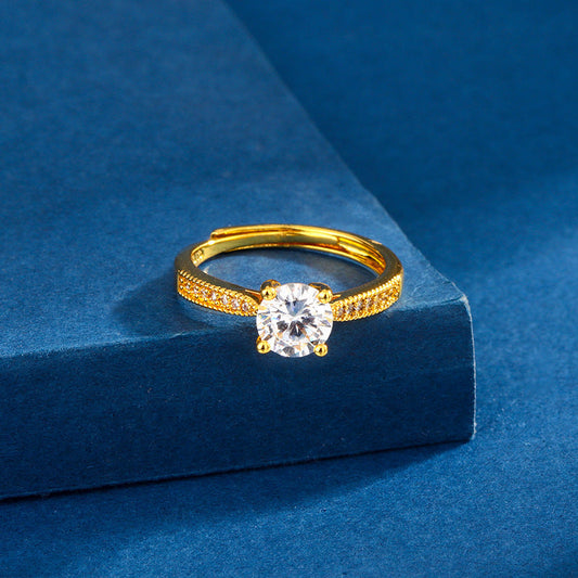 Classic Four-claw Ring 1 Karat Eight Hearts And Eight Arrows Zircon Affordable Luxury Fashion Weloria