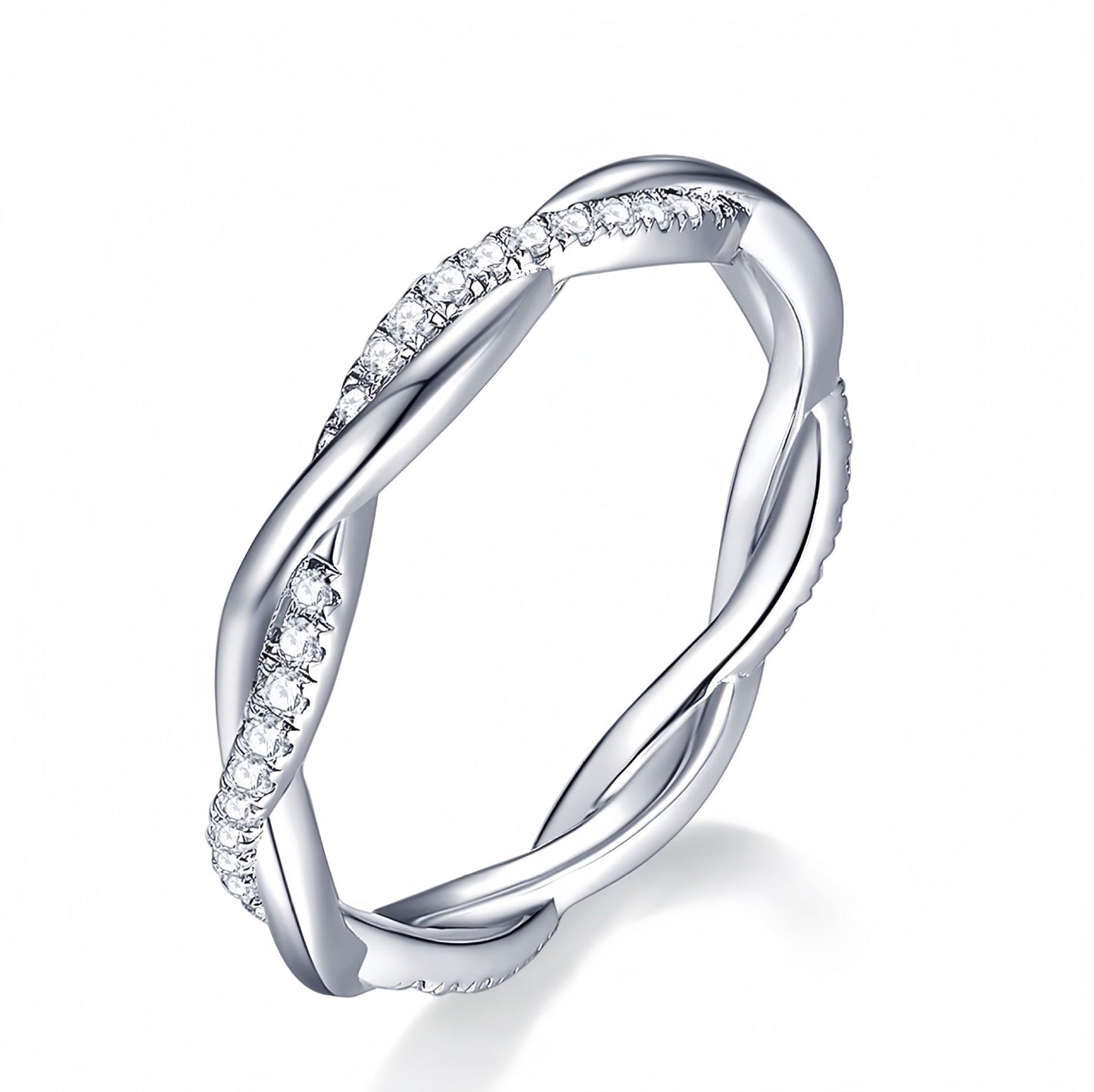 Classic Sansheng Sanshi Couple Rings Twist Twisted String Zircon Lines Weloria