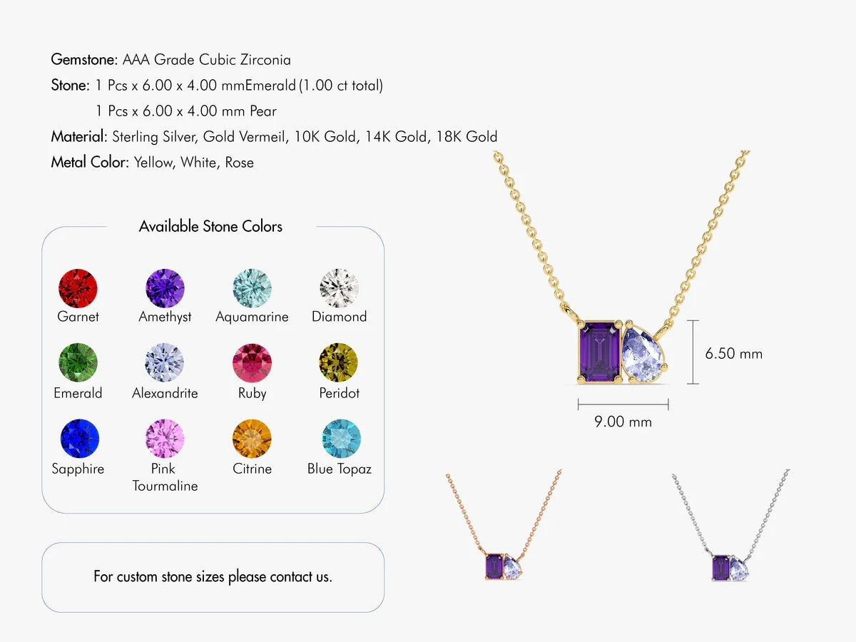 Rectangular Teardrop Zircon Simple Necklace Weloria