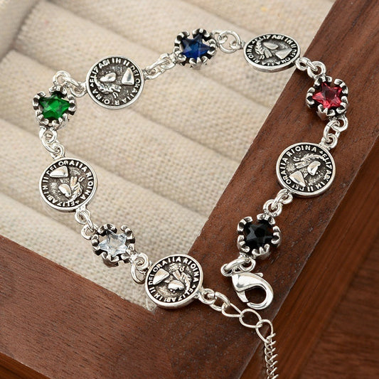 Colorful Zircon Five-pointed Star Round Matching Bracelet Weloria