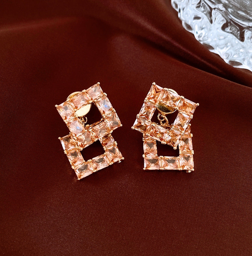 Zircon Square Hollow Women's Earrings Weloria