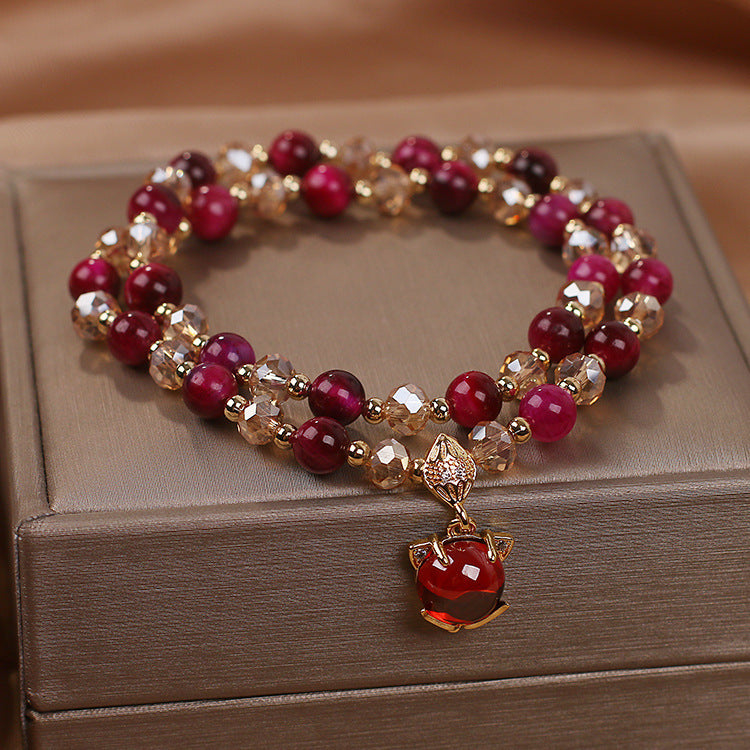 Ins Natural Rose Tigereye Crystal Bracelet Weloria