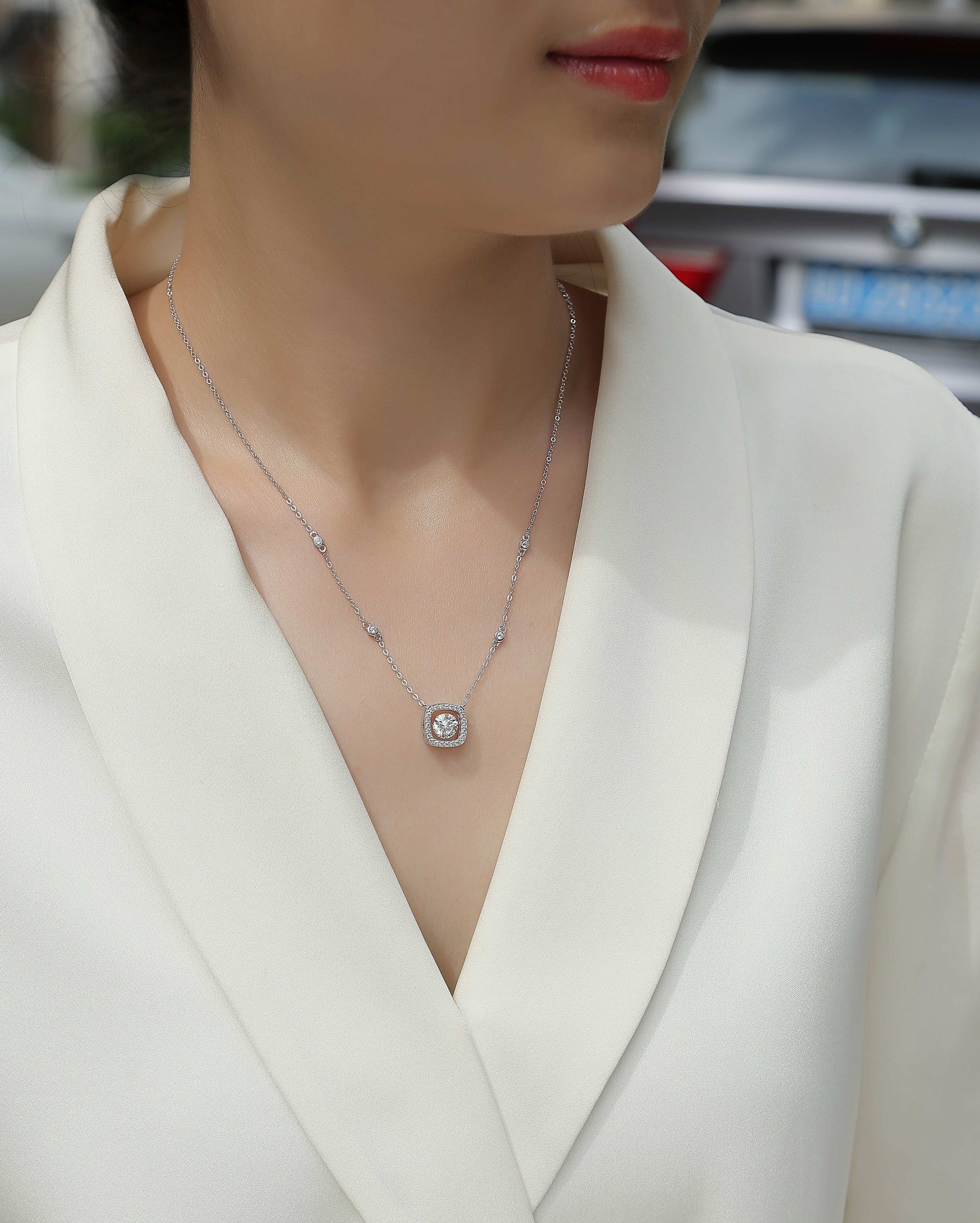 Sweet - A Fashionable And Luxurious Diamond Jewelry Pendant Set With 1-carat Moissanite S925 Sterling Silver And Platinum Plating Weloria