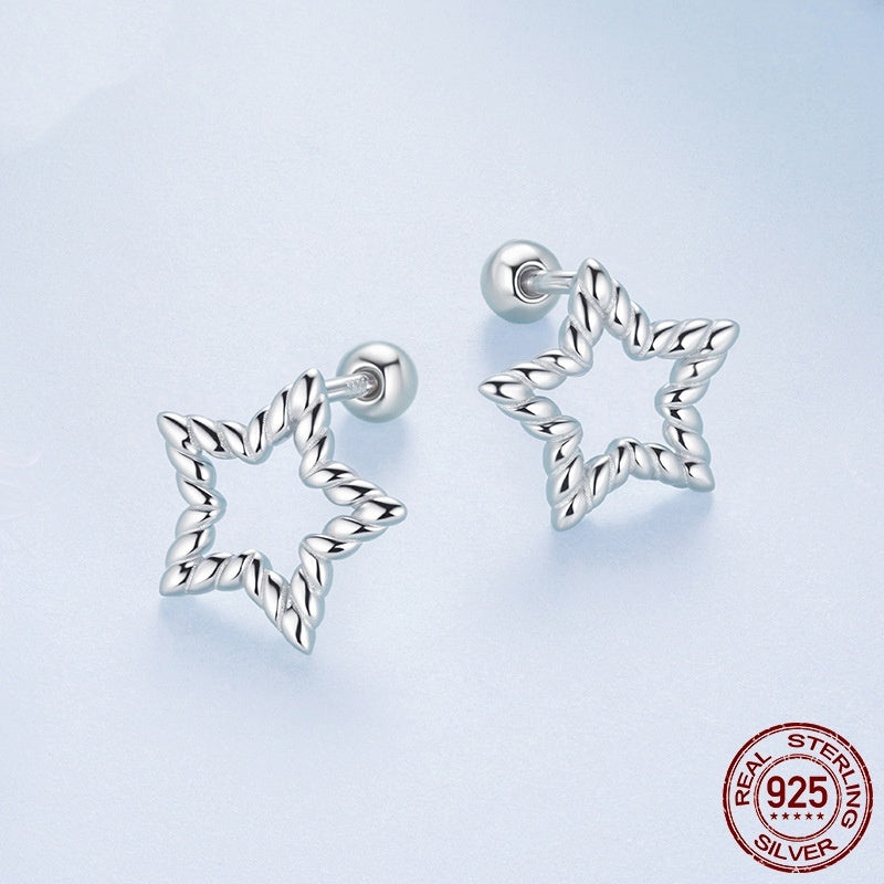 S925 Sterling Silver Star Stud Simple Classic Earrings Weloria