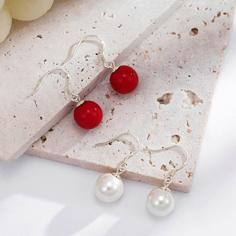 All-matching Opal Ear Hook 925 Sterling Silver Shell Pearl Earrings High-grade Female Earrings Weloria