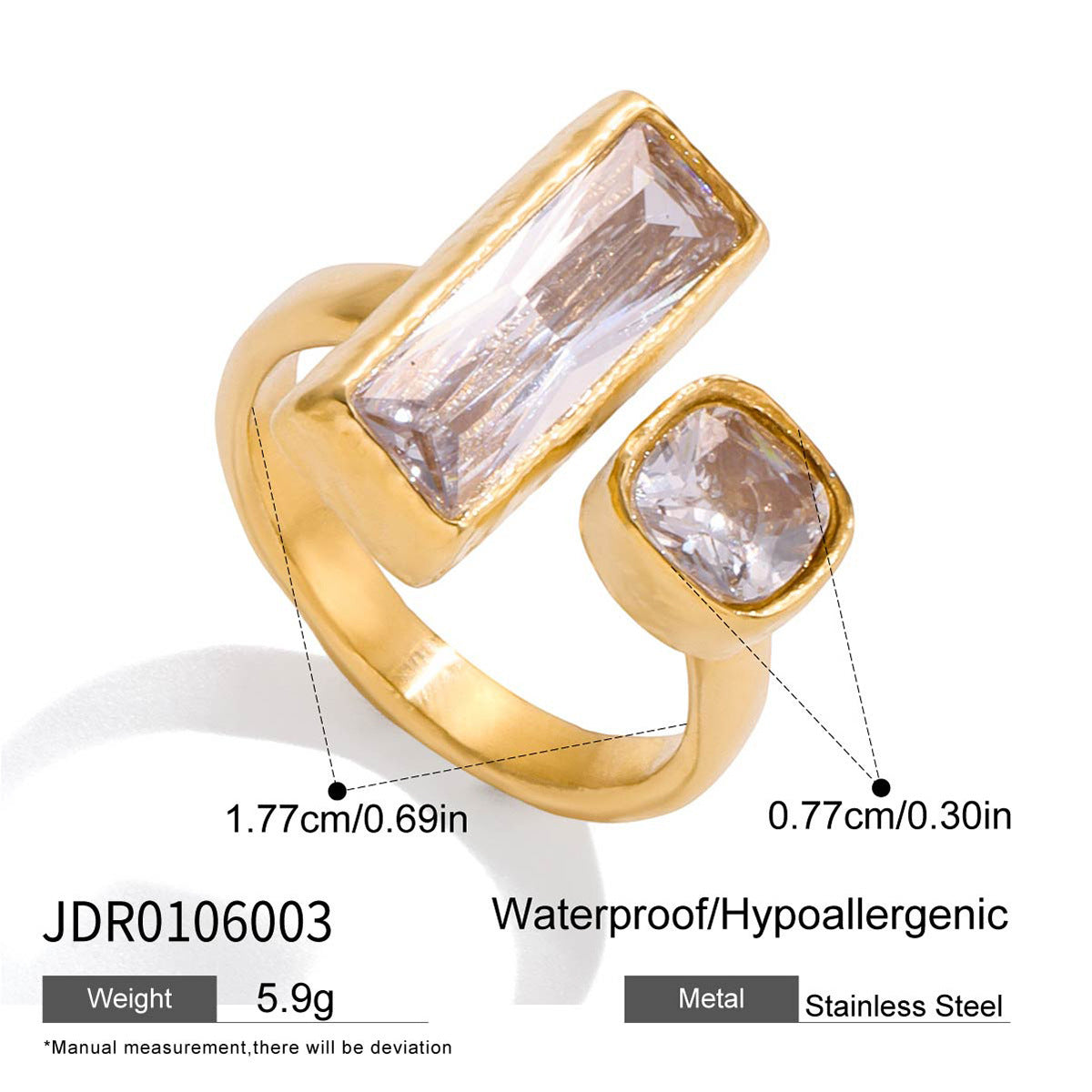 High-grade Rhinestone Titanium Steel No Fading Ring Weloria