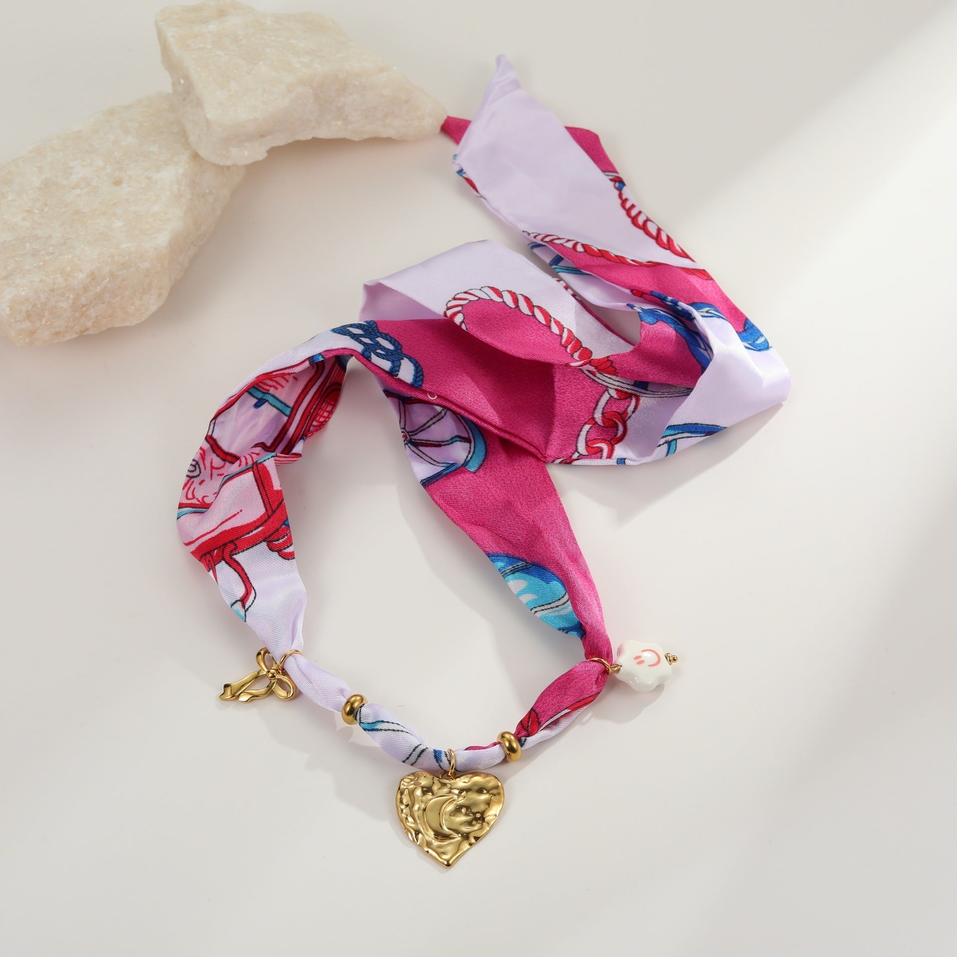 Colorful Silk Scarf Series Love Pendant Necklace Non-fading Elegant Bracelet Weloria
