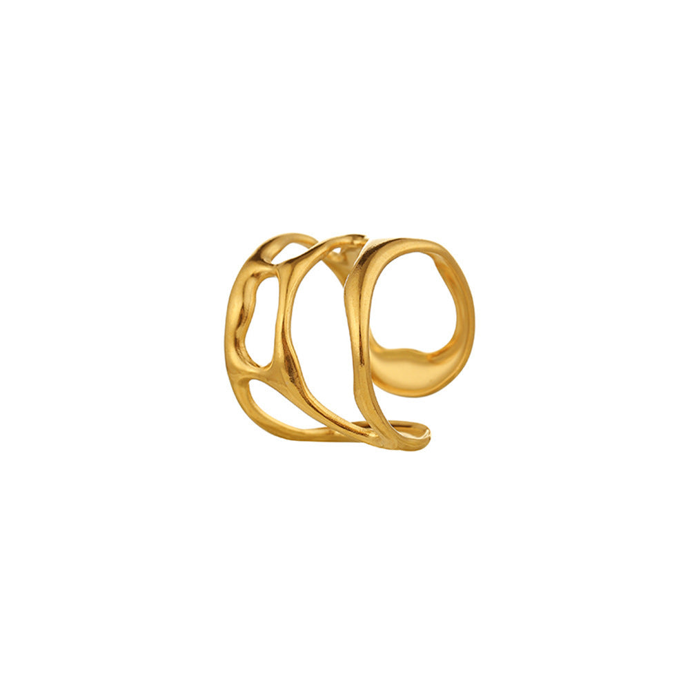 Fashion Retro Characteristic All-match Golden Open-end Hollow Ring Weloria