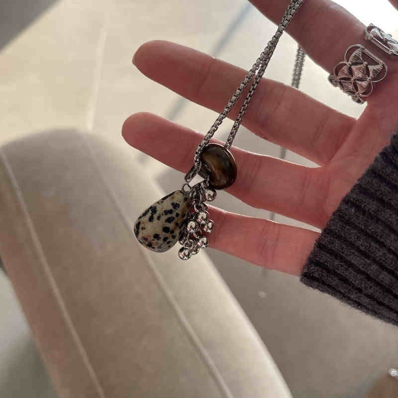Stone Grape Cluster Pendant Niche High-grade Long Sweater Chain Weloria