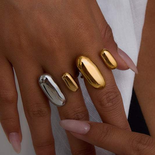 Design Sense Modern Minimalist Style 18K Gold Stainless Steel Ring Weloria